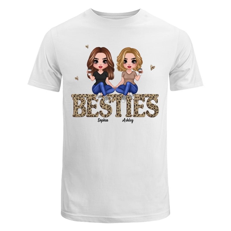 Doll Besties Sisters Sitting On Leopard Words Personalized Shirt