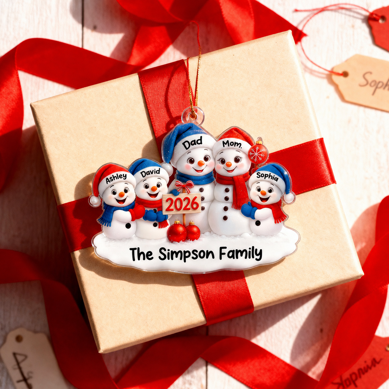 Family Snowmen 2026 - Personalized Acrylic Ornament - Festive Christmas Decor, Christmas Gift for Family