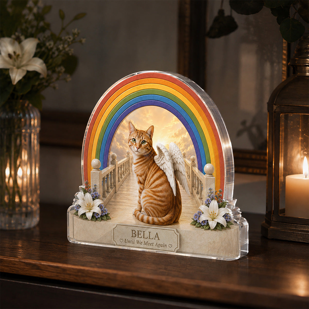 Rainbow Bridge Pet Memorial from Photo - Personalized Acrylic Block
