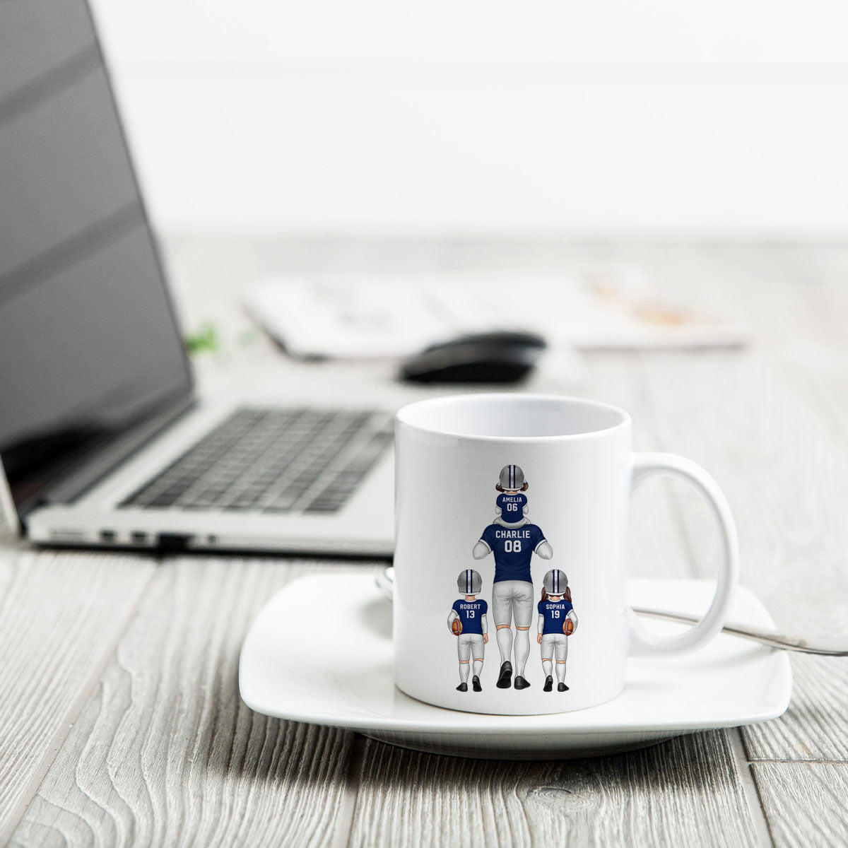 We Scored A Touchdown Getting You As Our Dad American Football Dad Father‘s Day Gift Personalized Mug