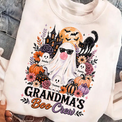 Grandma's Boo Crew Haunted House - Personalized Shirt - Trendy Halloween Tee for Grandma