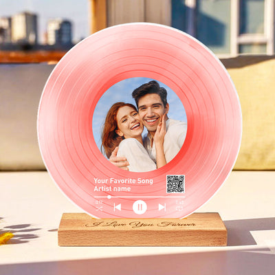 Personalized Vinyl Record with Photo, Scannable QR Code Acrylic Song Plaque, Anniversary  Birthday Gift for Her Him
