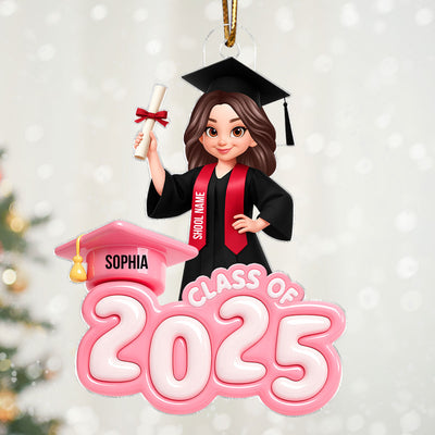 Class of 2025 3D Inflated Pastel Color - Personalized Acrylic Ornament - Christmas Gift for Senior