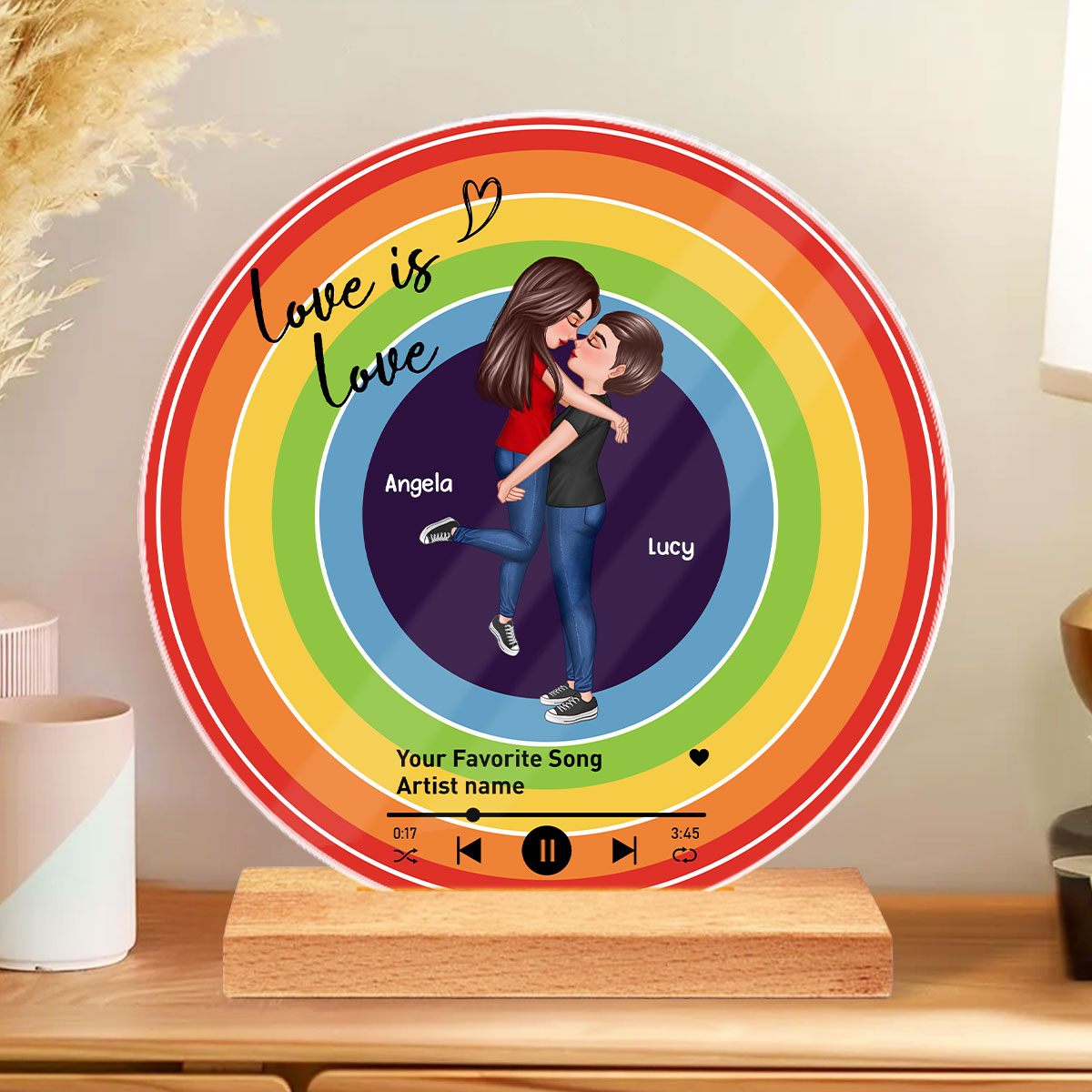 Custom Song  LGBTQ Couple Personalzied Acrylic Record, Anniversary gift, Pride Month gift for him, for her