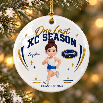 One Last XC Season Senior Cross Country Athlete - Personalized Ceramic Ornament - Last Race, Last Season Keepsake For XC Senior, Gift For Daughter, Gift For Son