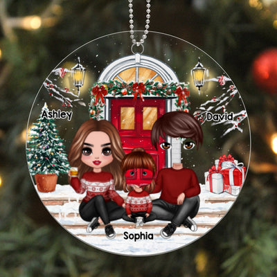 Christmas Family Front Porch Personalized Acrylic Ornament