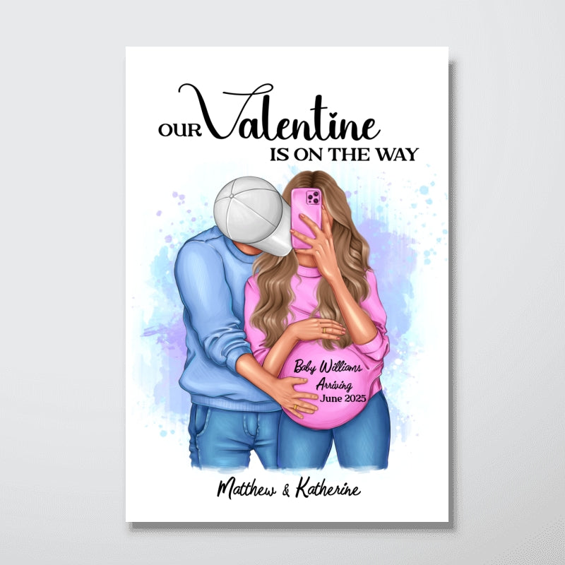 Hugging Couple, Expecting Parents, Pregnancy Couple Personalized Poster,  Gift, Pregnancy Announcement