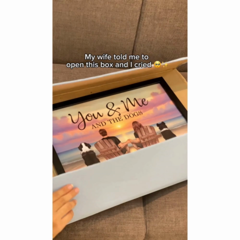 You Me And The Dogs Cats Beach Landscape - Personalized Poster - Gift for Him, Gift for Her