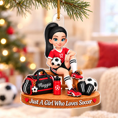 Just a Teen Who Loves Soccer - Personalized Acrylic Ornament - Christmas Gift for Daughter, Granddaughter, Niece