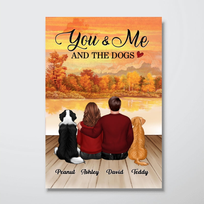 Couple Portrait And Dogs Beautiful Landscape Personalized Poster