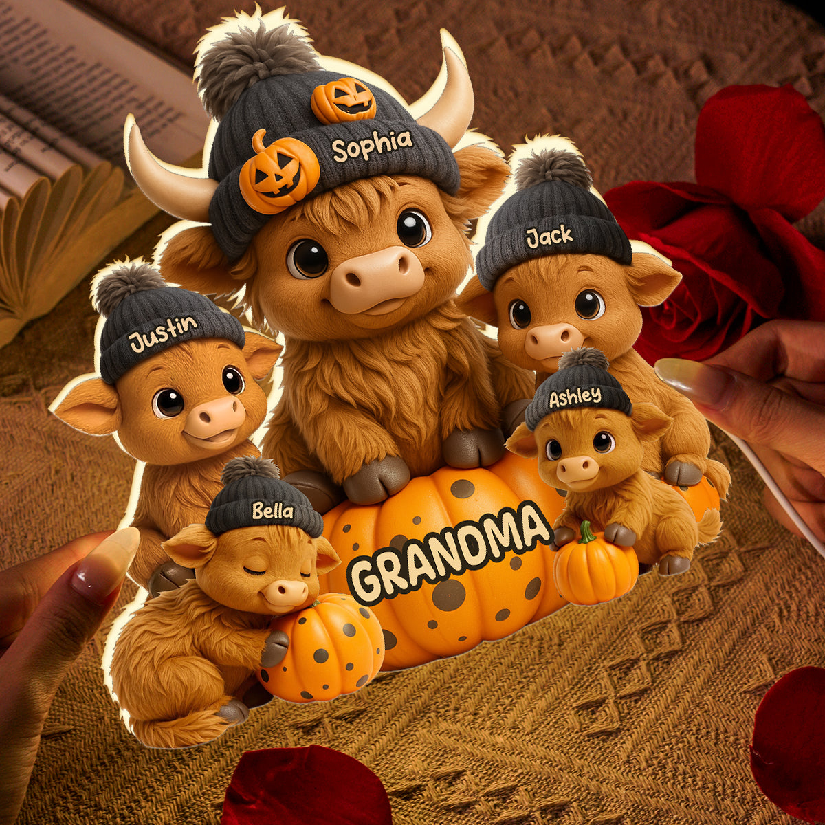 Mama Cow Personalized Light Box, Cozy Fall Vibe Halloween Decor for Mom, Grandma
