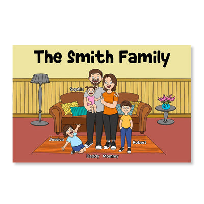 Funny Family Style Dad Mom And Kids Personalized Poster