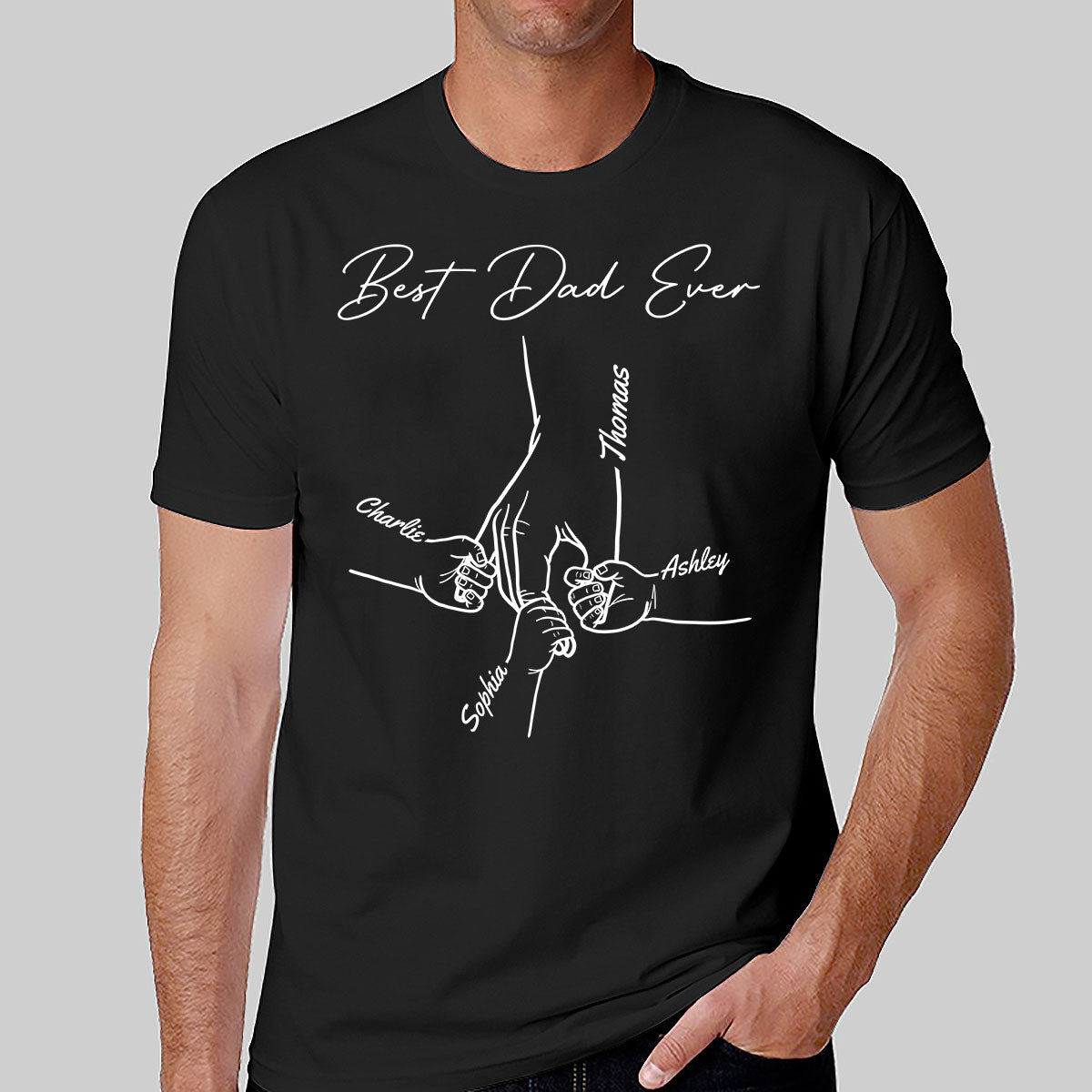 Best Dad Mom Grandma Grandpa Ever Hands Outline Personalized Shirt