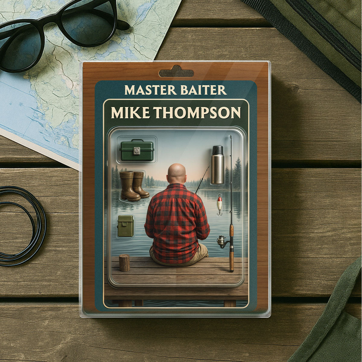 Fishing Dad Grandpa Man Realistic Figure Style Personalized Acrylic Block Plaque