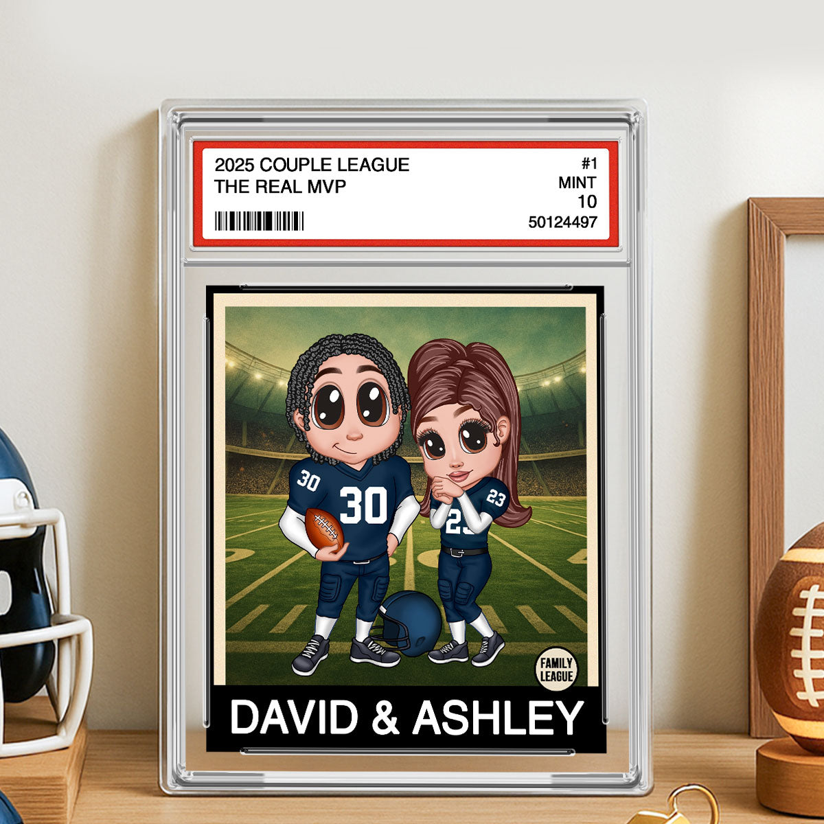 Y2K Football Couple Trading Card Style Personalized Acrylic Block