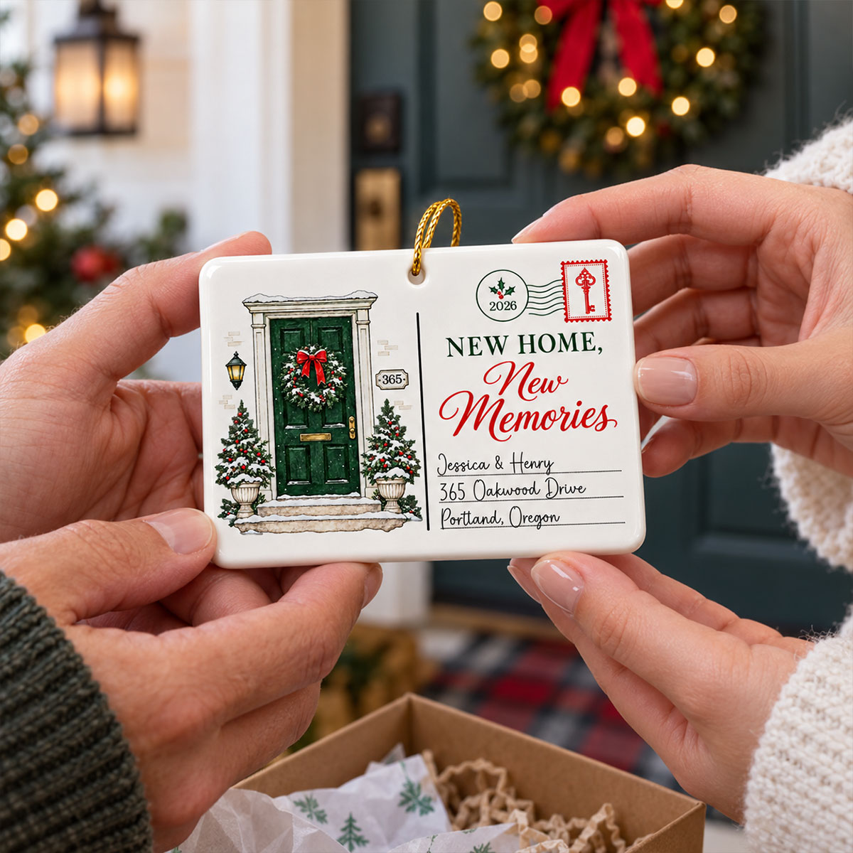 First Christmas In New Home - Personalized Ceramic Ornament – New Home Keepsake, Housewarming Gift for Couple