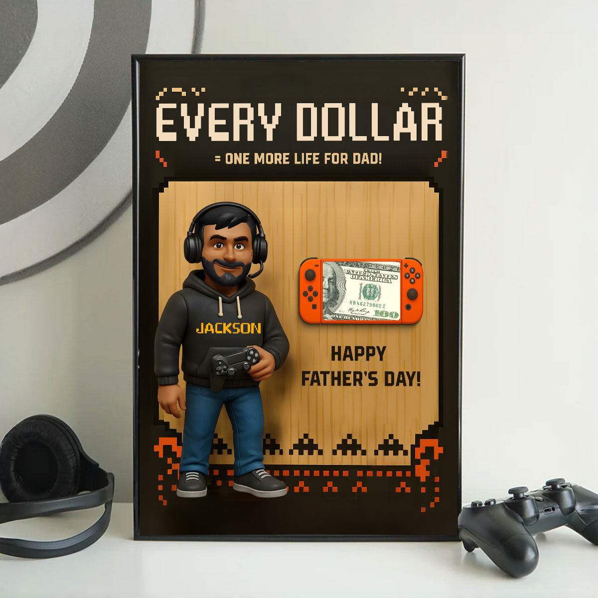 Gamer Dad Cooler Happy Father's Day Money Gift Personalized Poster, Gift for Dad, Gift for Husband