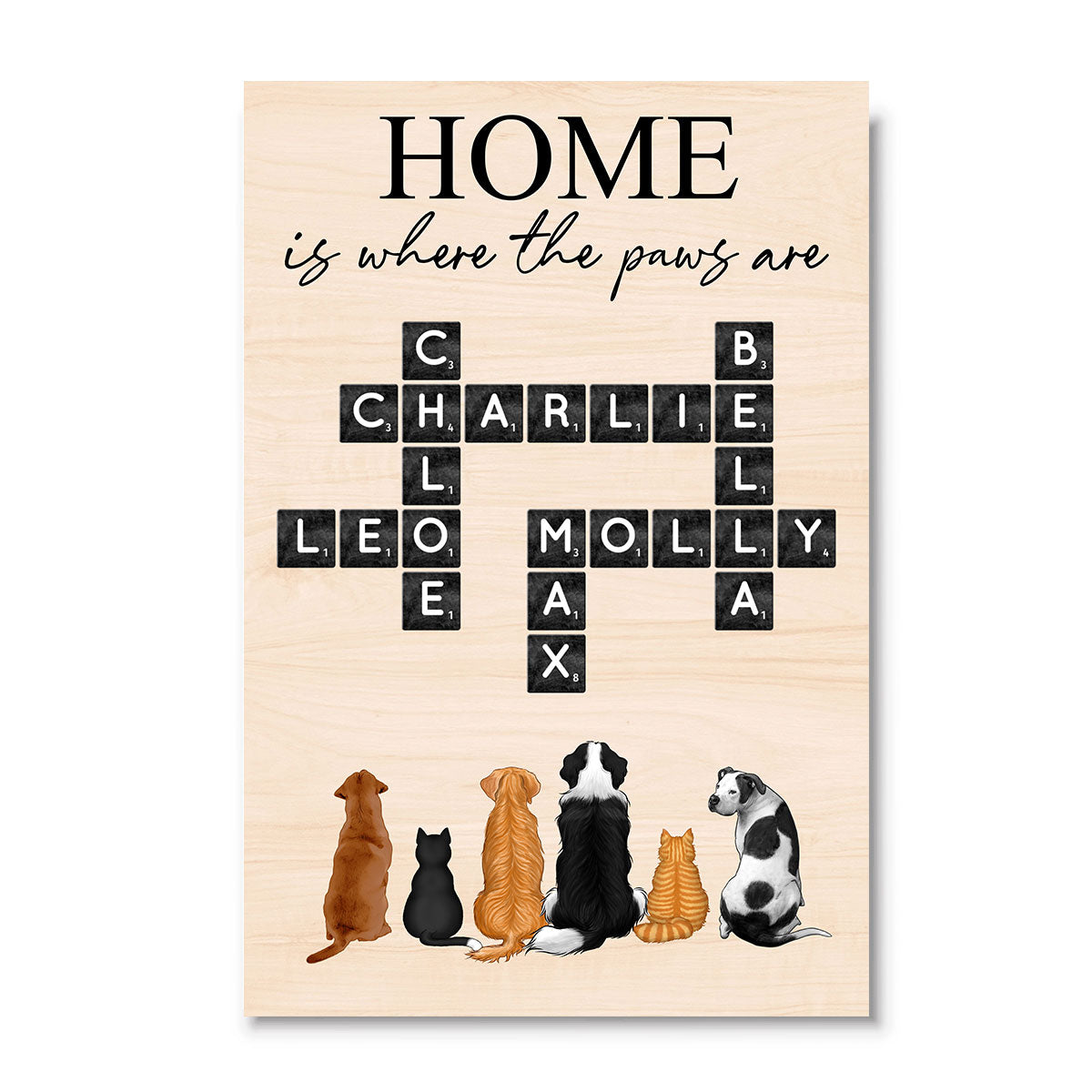 Home Is Where The Paws Are Crossword Puzzle Art Pet Lover Home Decor Personalized Poster