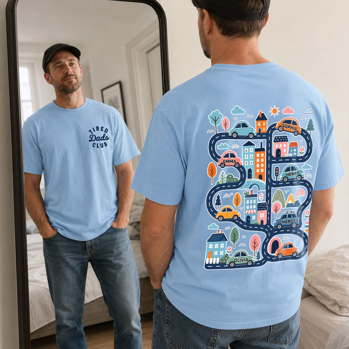 Tired Dads Club, Play Cars On Dads Back - Personalized Shirt - Funny Father Day Gift For Dad, Husband