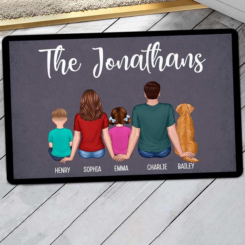 Welcome Family Couple Kid Dog Cat Personalized Doormat