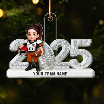 3D Shining Effect Christmas American Football Player - Personalized Acrylic Ornament - Christmas Gift For Football Players