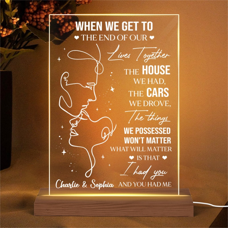 Couple To The End Personalized Rectangle Acrylic LED Lamp, LED Night Light, Gift For Him, Gift For Her