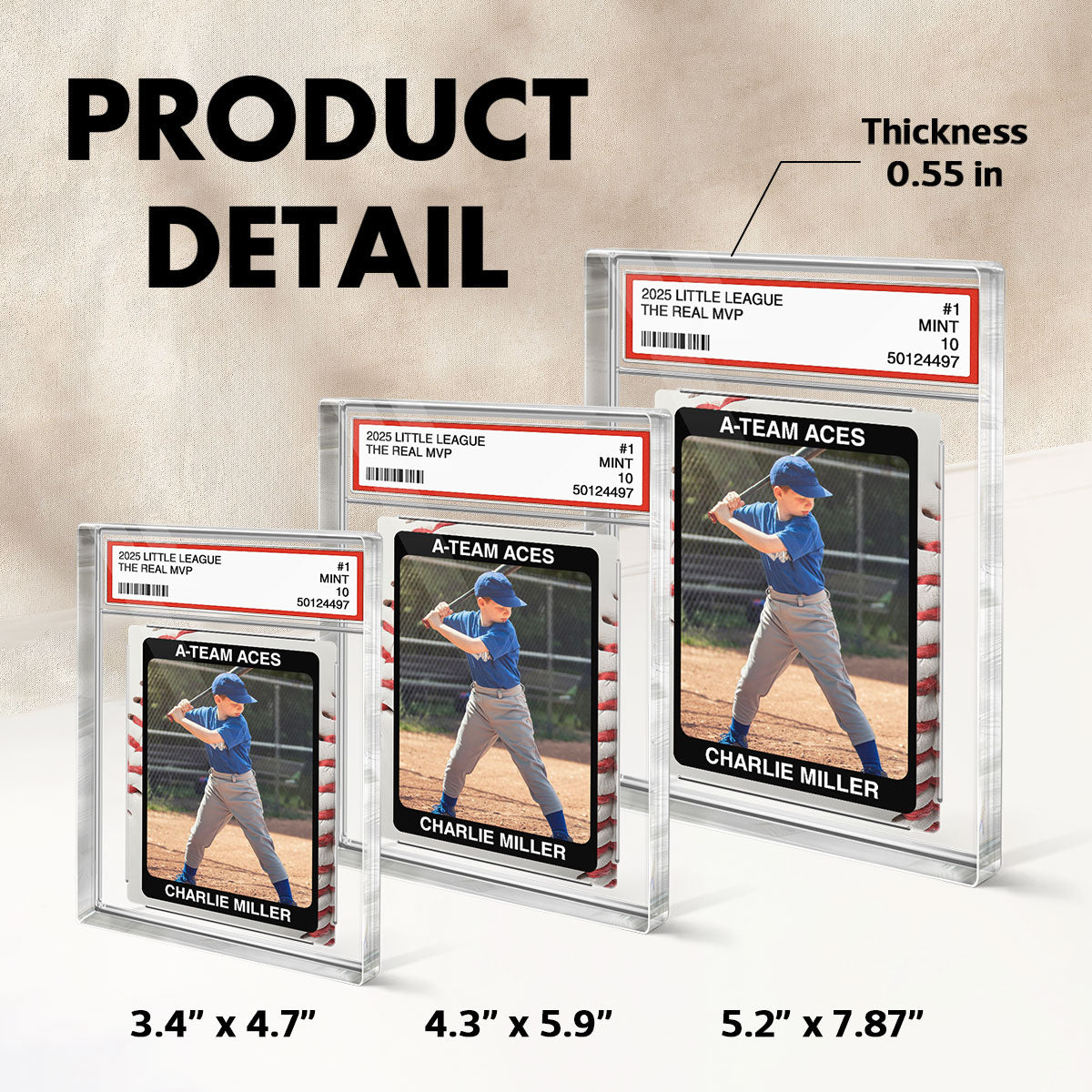 Baseball Player Gift Little League Trading Card Style Personalized Acrylic Block Plaque