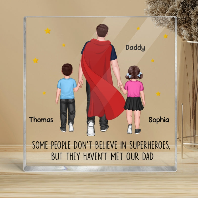 Super Dad And Kids Father‘s Day Gift Personalized Acrylic Block Plaque