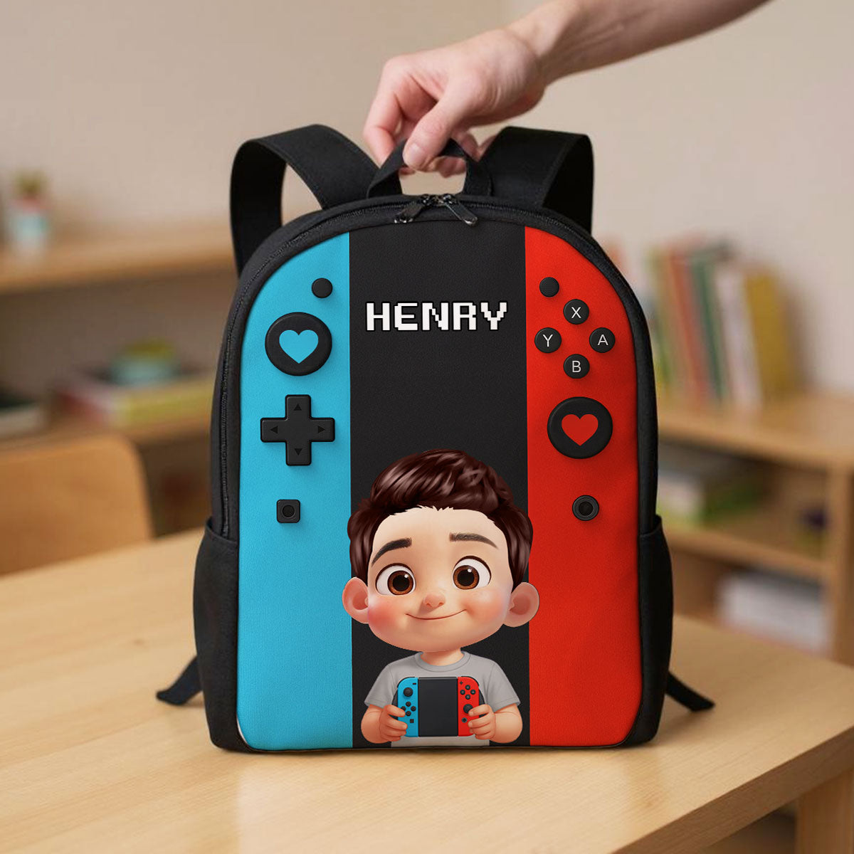 Personalized Gamer Backpack for Boys Girls, Back to School Backpack for Kids (Kid's Name is Optional)