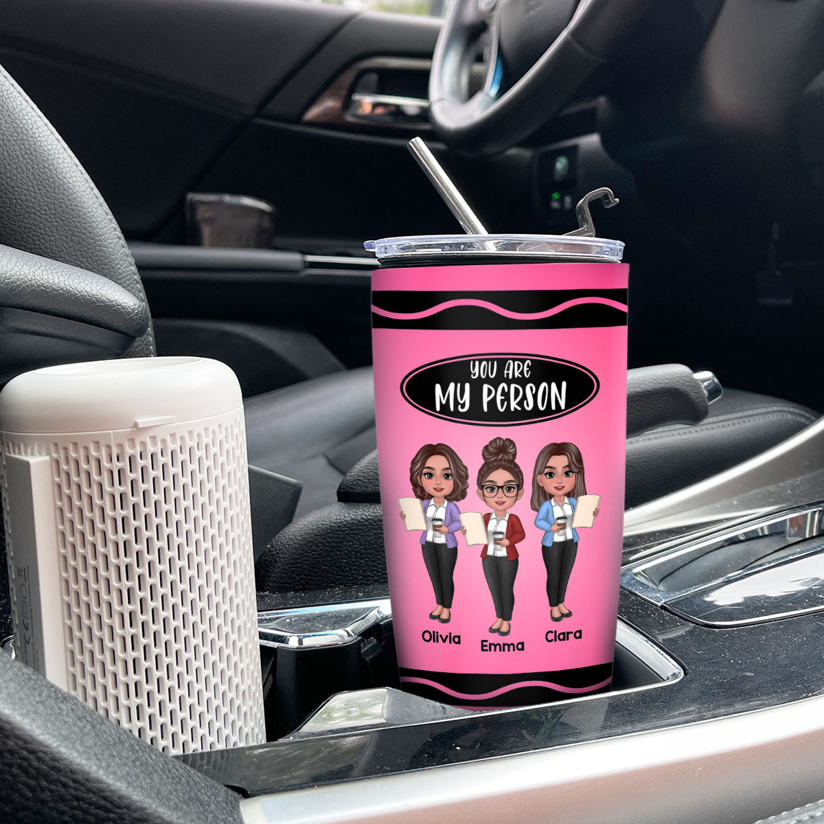Teacher Besties Colleagues Crayon Personalized Tumbler, Back To School Gift For Besties Teacher