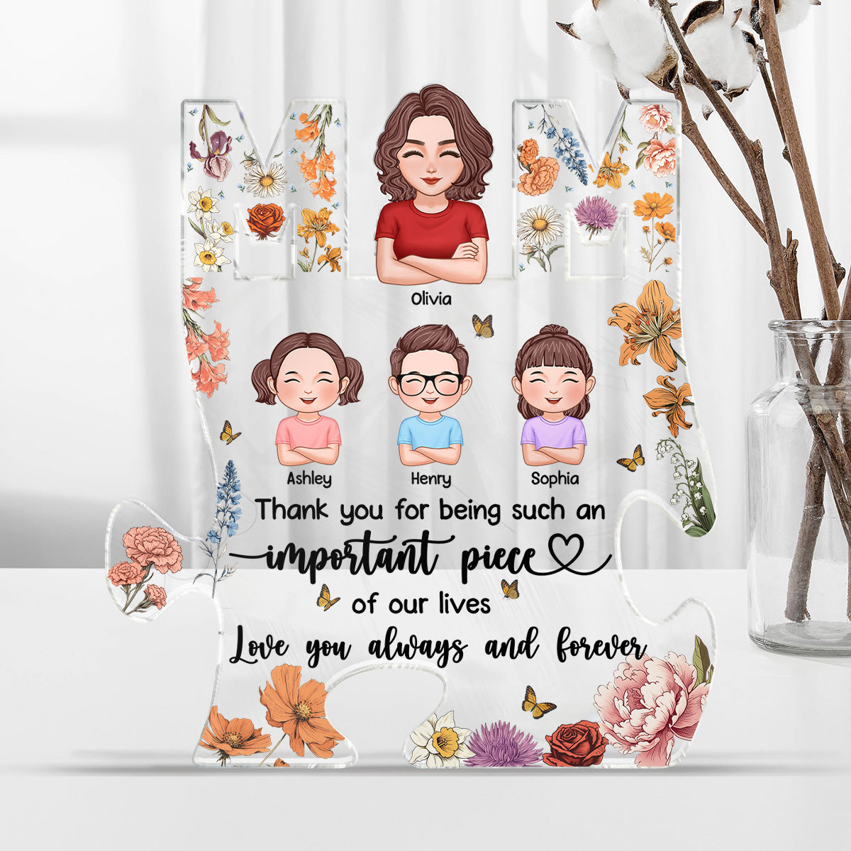 Mom Thank You Puzzle Personalized Acrylic Block Plaque