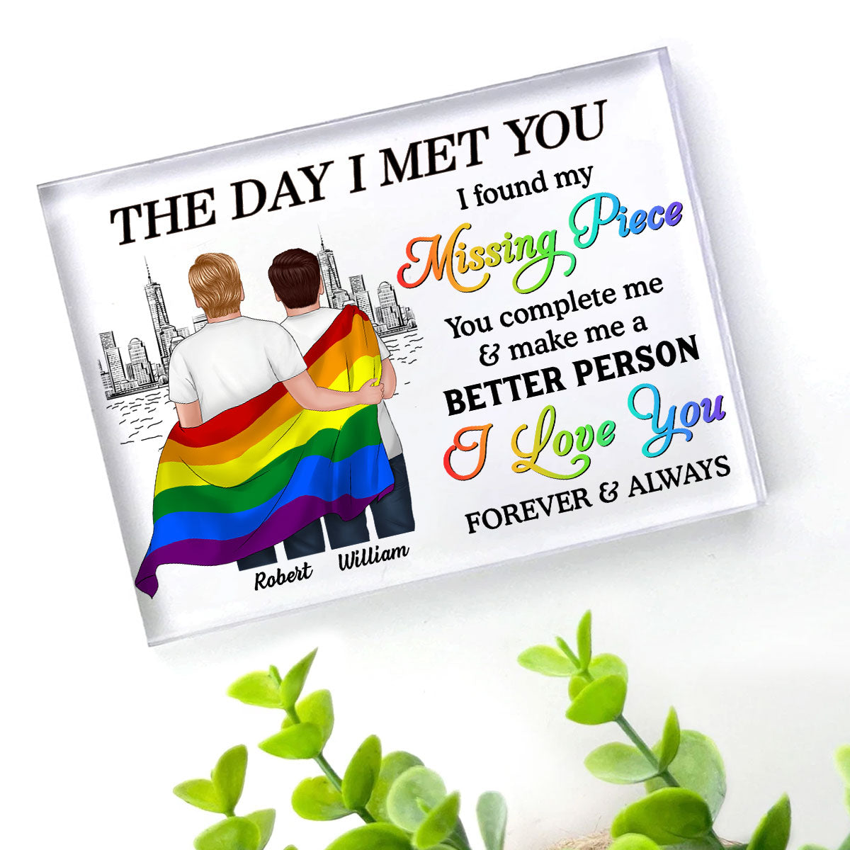Pride Month LGBT Couple The Day I Met You Personalized Rectangle Acrylic Block Plaque, Gift For Couple