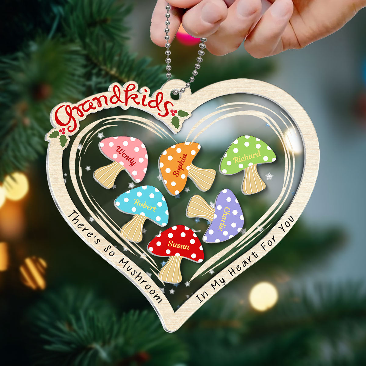 Grandkids There Is So Mushroom In My Heart For You Personalized Shaker Ornament