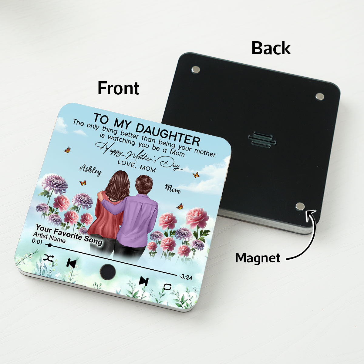 To My Daughter From Mom Happy Mother's Day Birth Flower Personalized Music Fridge Magnet, Gift For Daughter