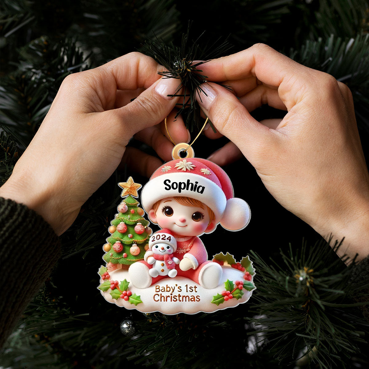 Precious Moments Baby’s First Christmas Dated 2025 Acrylic Ornament, Lovely Keepsake to Celebrate Baby's First Christmas, Christmas Decor For Newborns