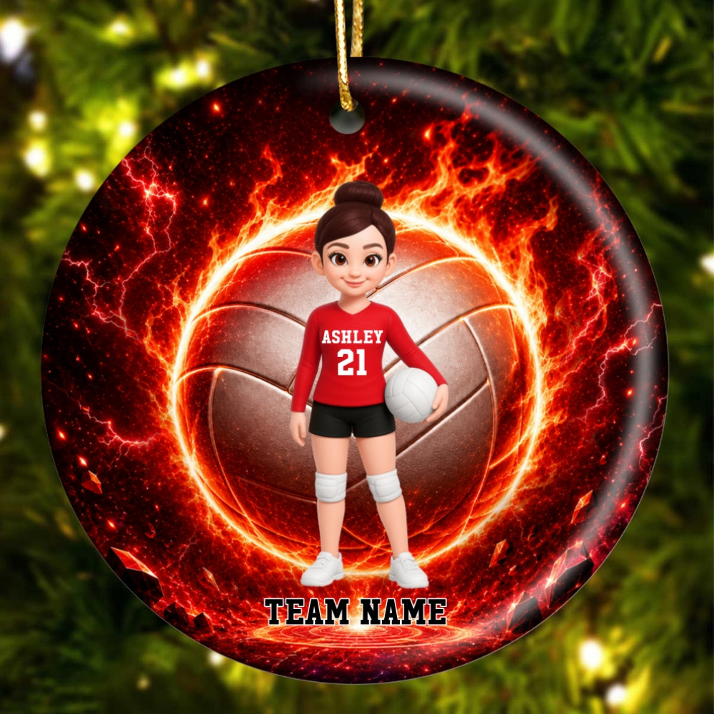 Trending Volleyball Boy & Girl - Personalized Ceramic Ornament - Christmas Gift For Kids, Grandkids