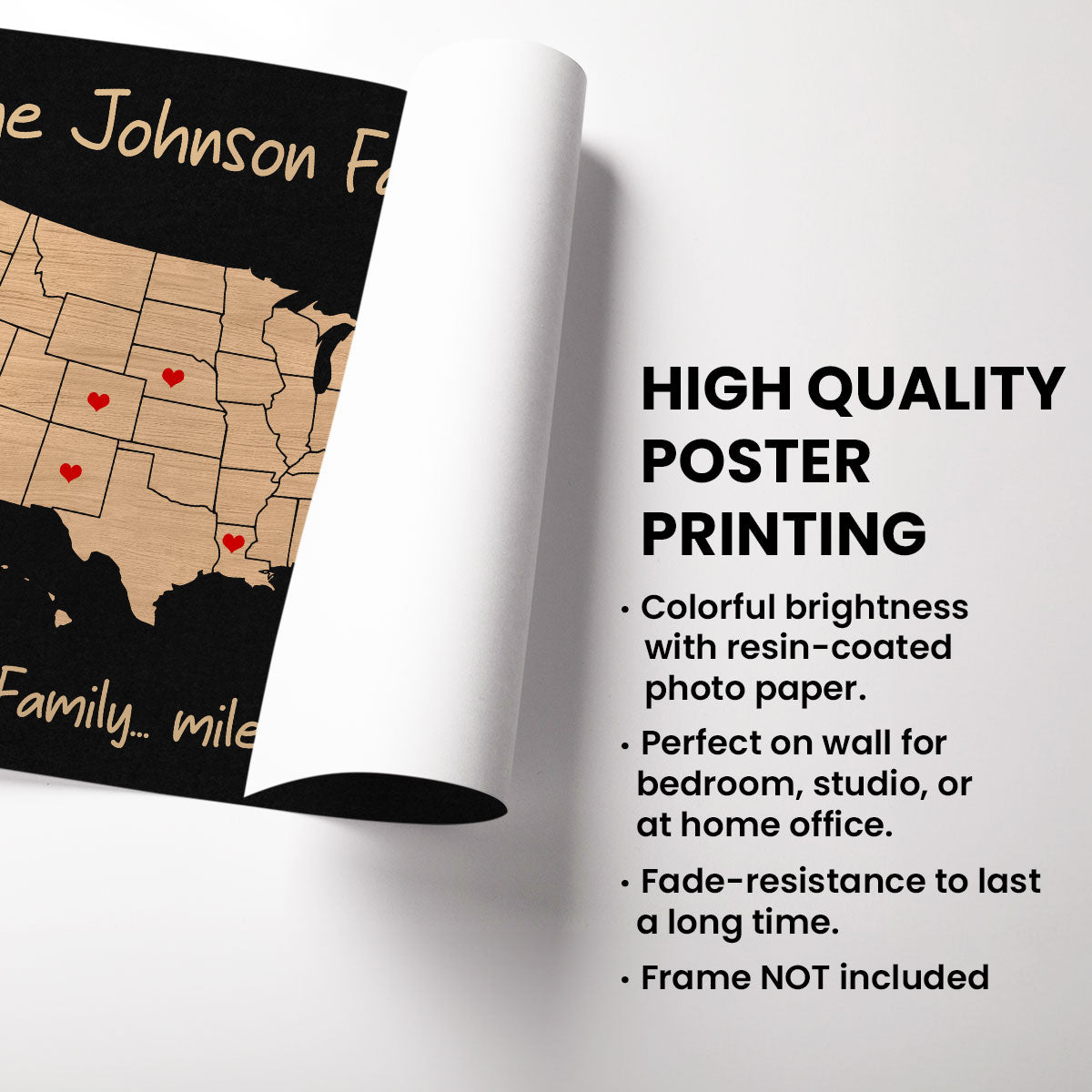 Family Close At Heart State Map Personalized Poster