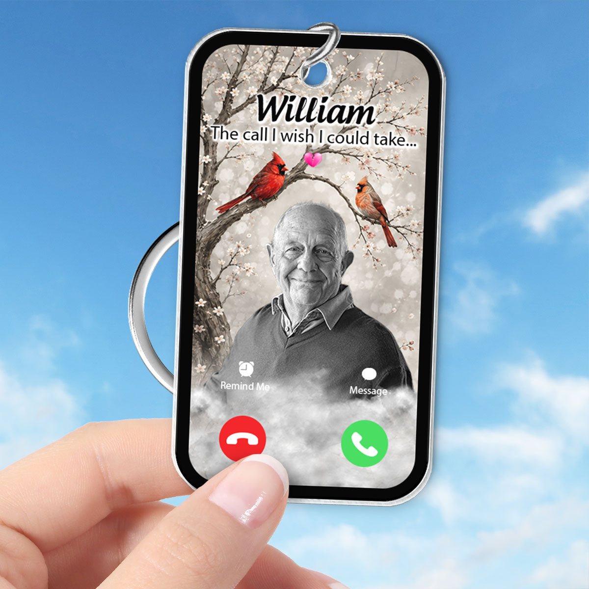 Cardinals The Call I Wish I Could Take - Personalized Acrylic Keychain - Memorial Sympathy Gift Remembrance Keepsake Photo Inserted