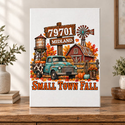 Small Town Fall Western Zip Code - Personalized Canvas