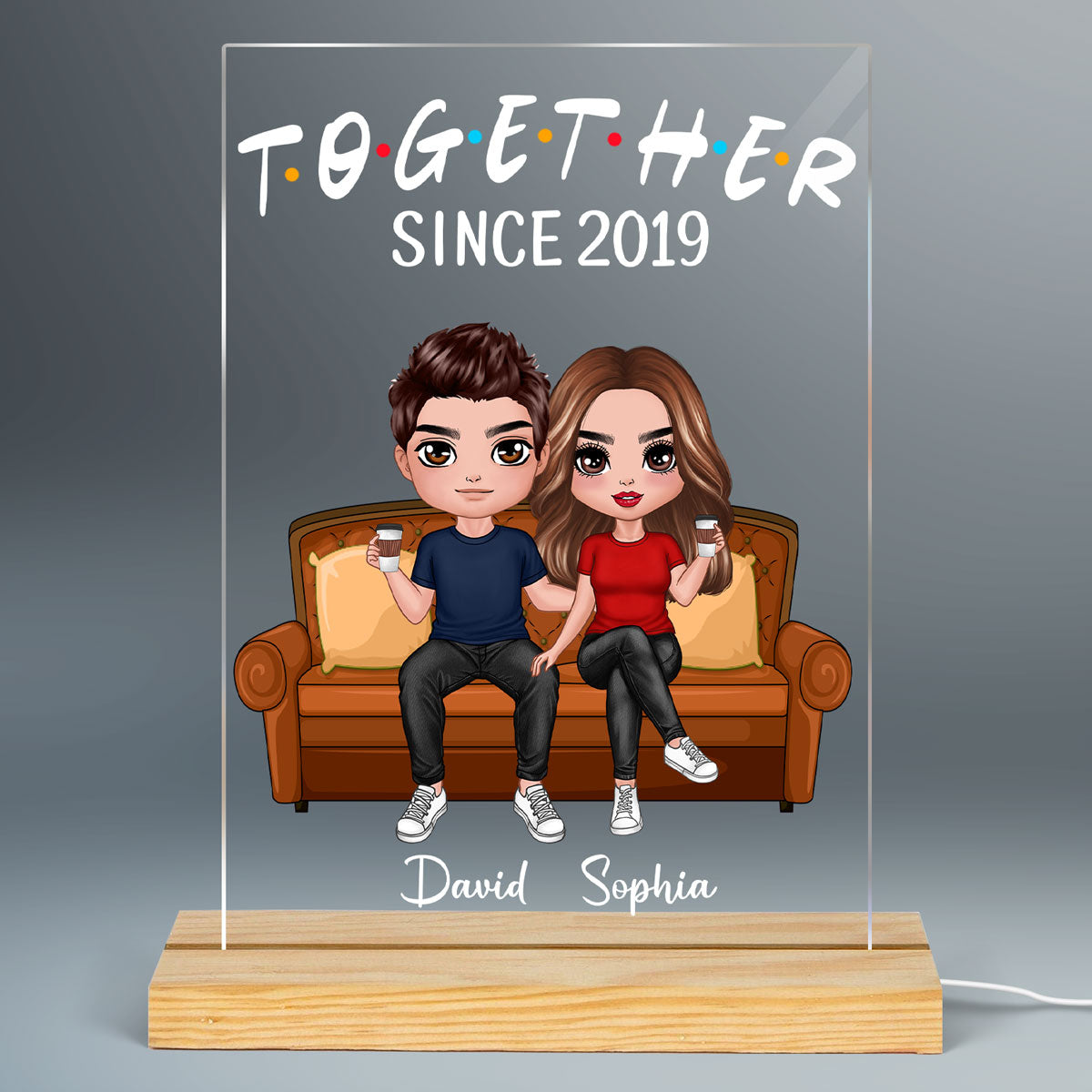 Couple On Sofa Personalized Rectangle Acrylic Plaque With LED Night Light - Valentine‘s Day Gift - Anniversary Gift For Her - Gift For Him