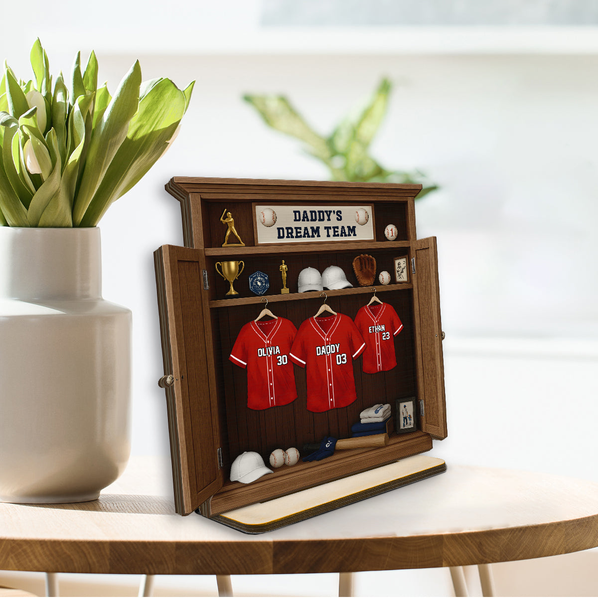 Daddy Dream Team Baseball Personalized Standing Wooden Plaque, Father's Day Gift For Dad, Gift for Husband