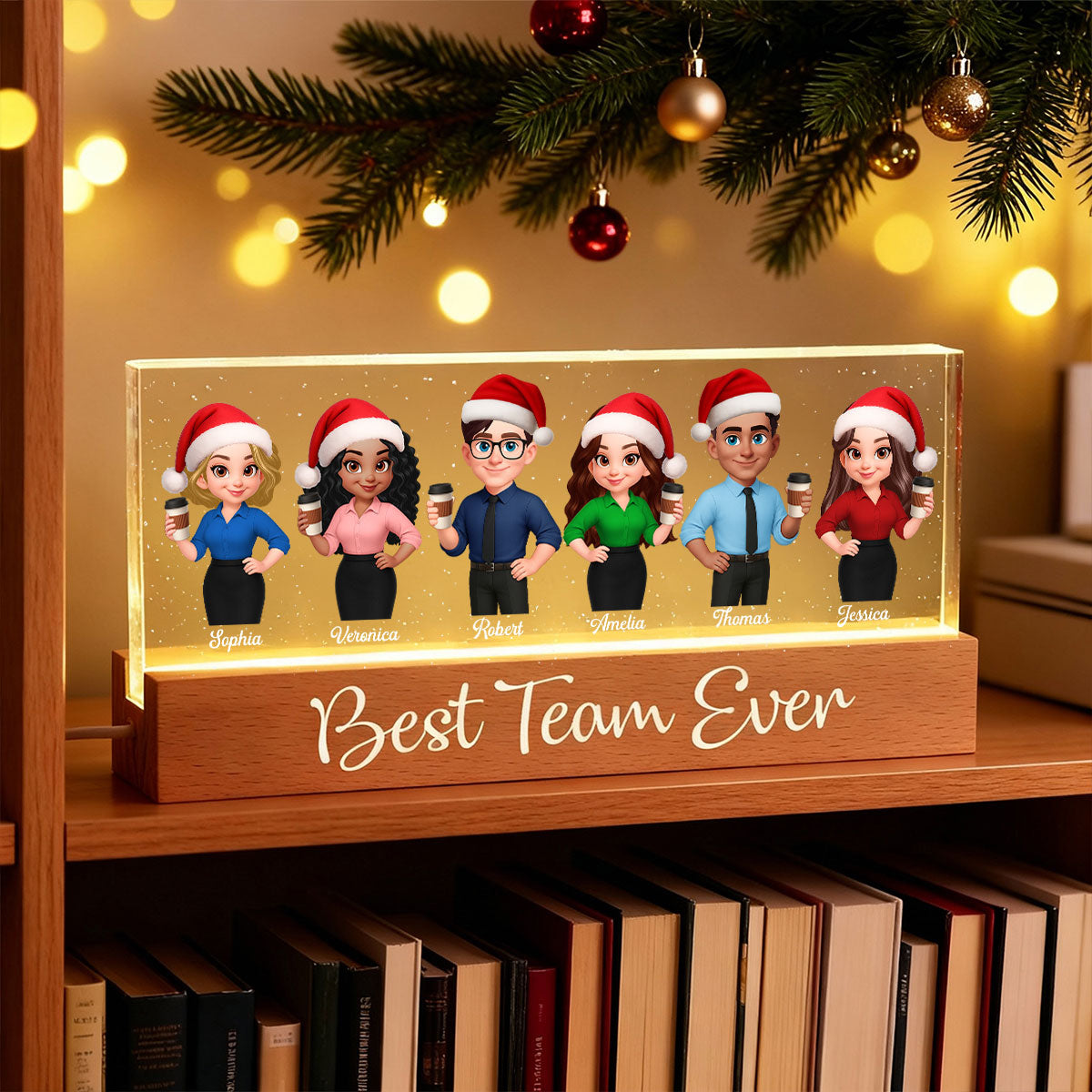 Best Team Ever - Personalized Acrylic Block Plaque LED Night Light - Gift For Colleagues, Coworkers, Boss