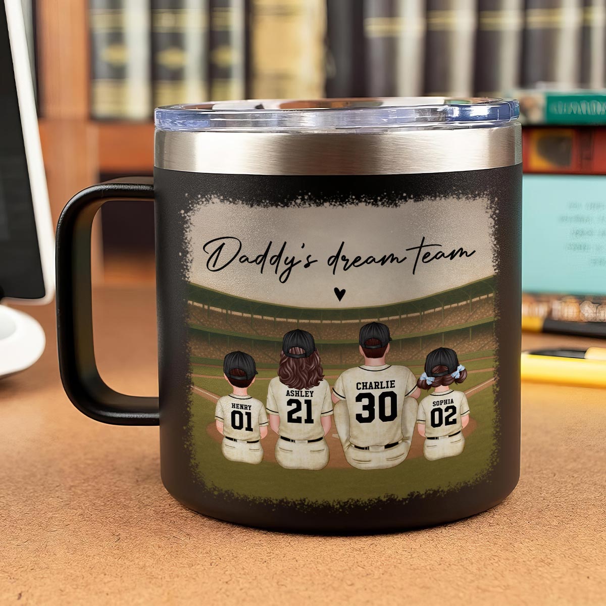 Retro Vintage Baseball Daddy's Dream Team Personalized Stainless Steel Tumbler, Gift For Dad