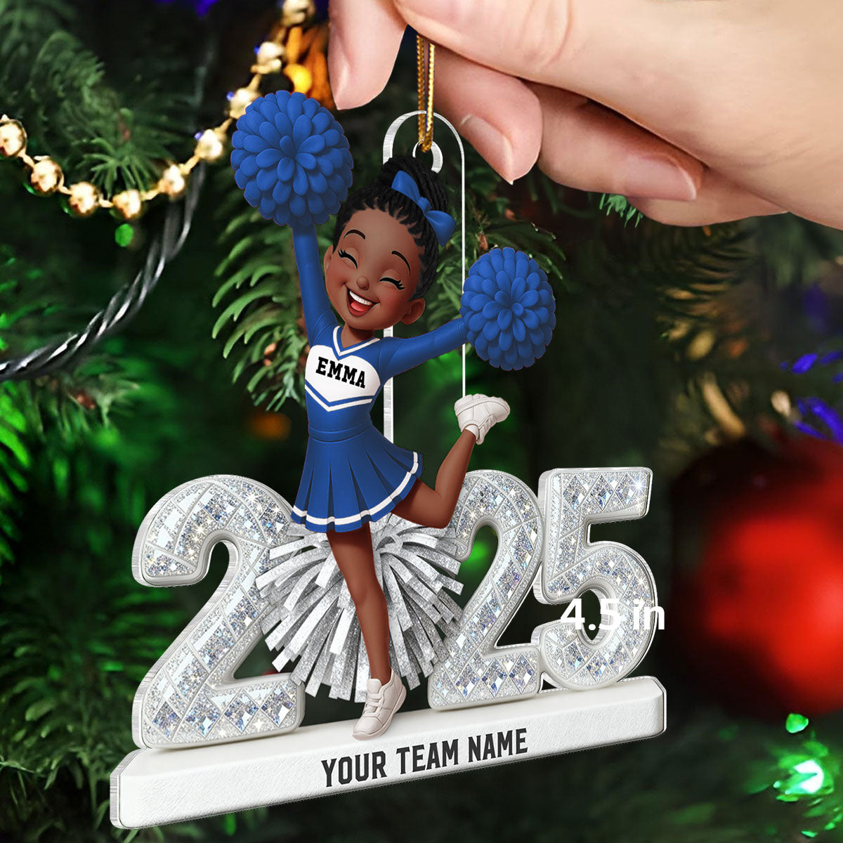 3D Shining Effect Christmas Cheerleader - Personalized Acrylic Ornament - Christmas Gift For Cheerleaders