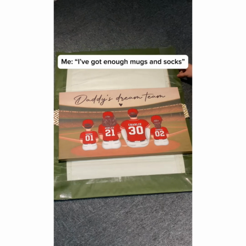 Retro Vintage Baseball Family Daddy's Dream Team Personalized Wrapped Canvas| Unique Father's Day Gift For Dad