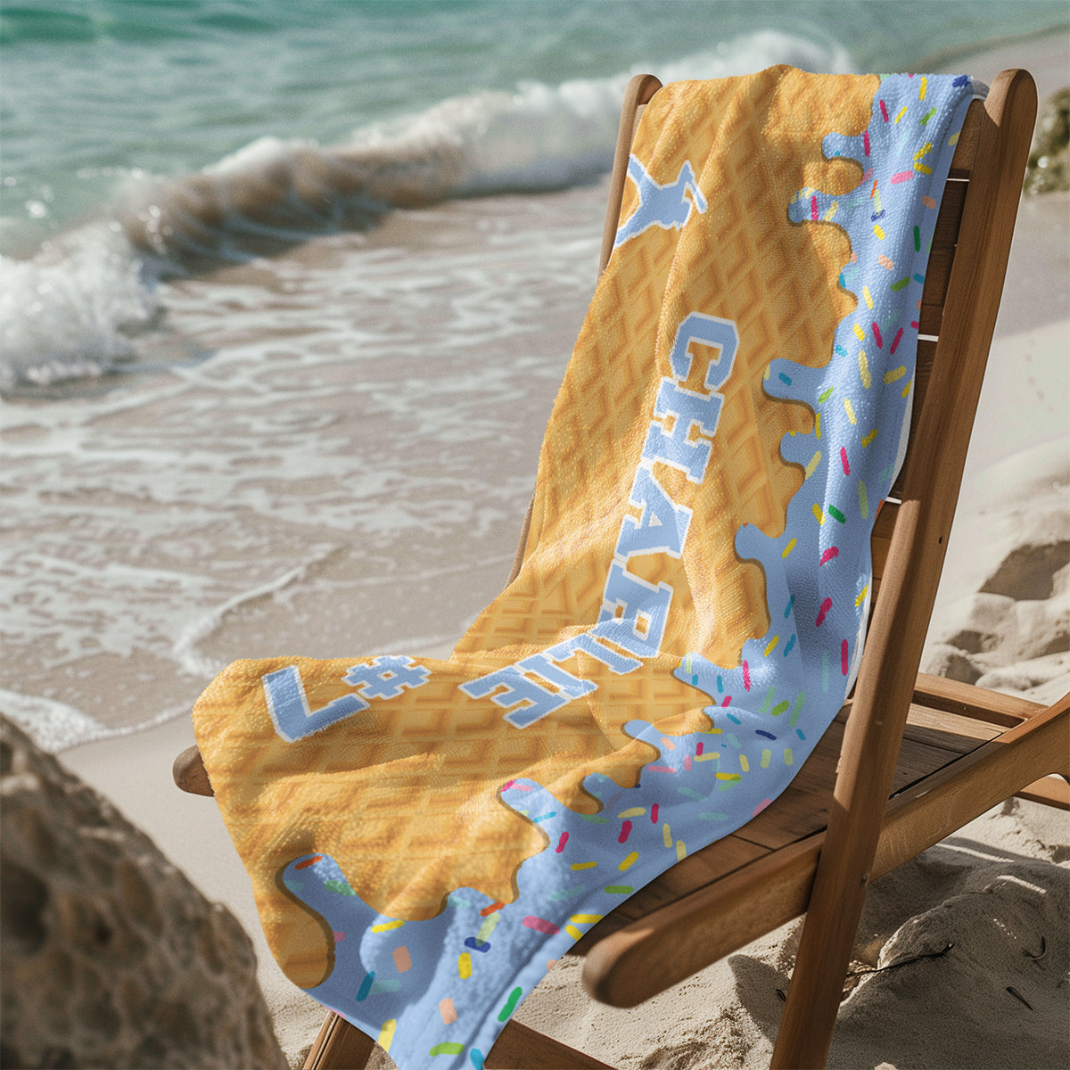 Personalized Ice Cream Drip Baseball Softball Beach Towel For Boys, Girl, Drip Beach Towel, Pool Towel Youth Baseball Gift