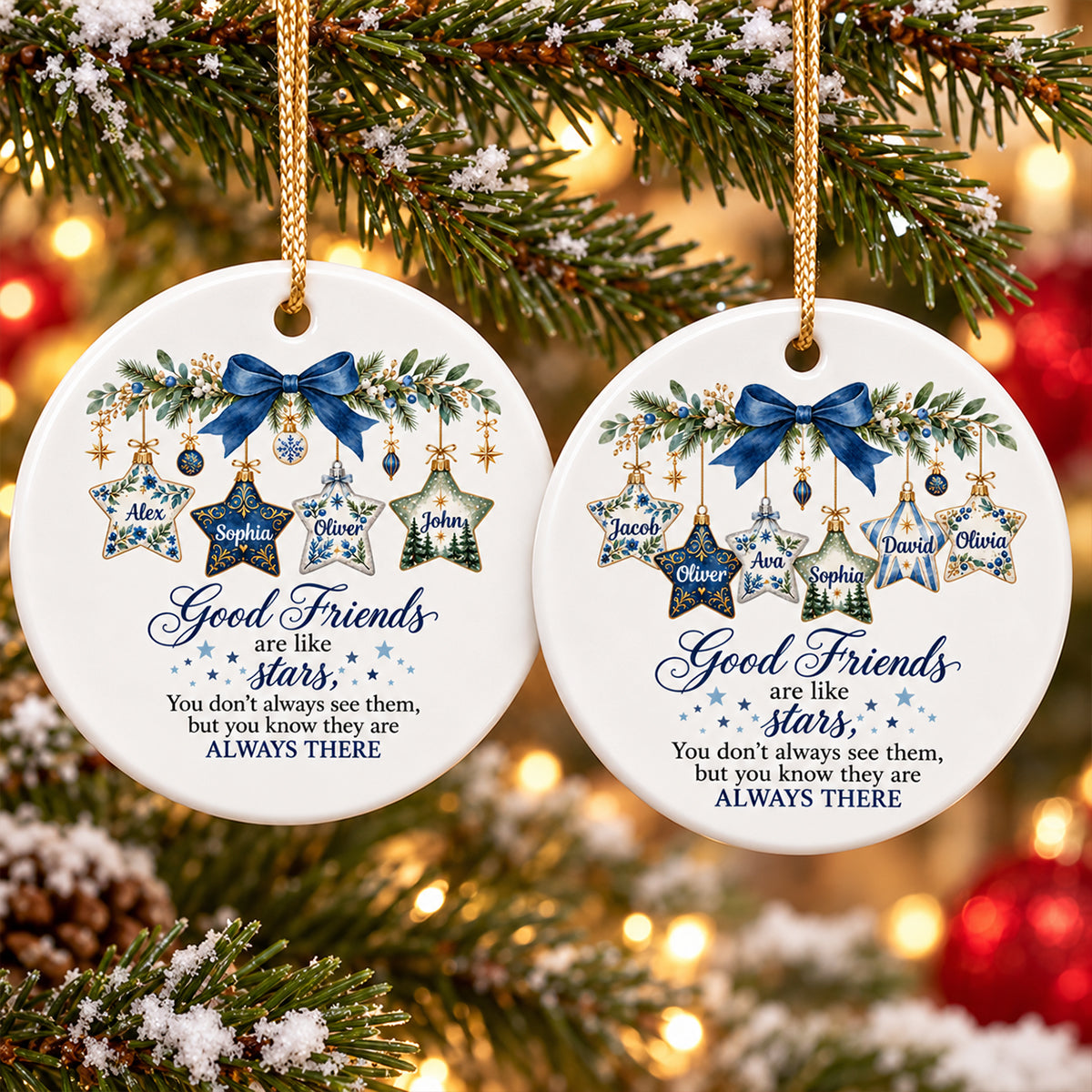 Good Friends Are Like Stars - Personalized Ceramic Ornament - Christmas Gift for Best Friends