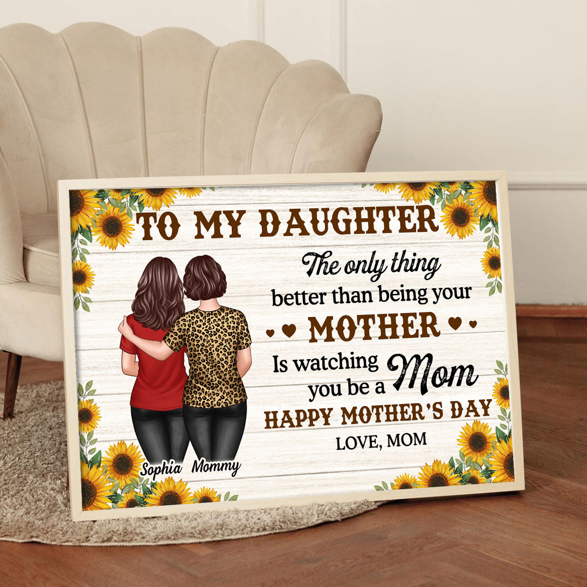 Sunflower To My Daughter From Mom Happy Mother's Day Personalized Poster, Gift For Daughter