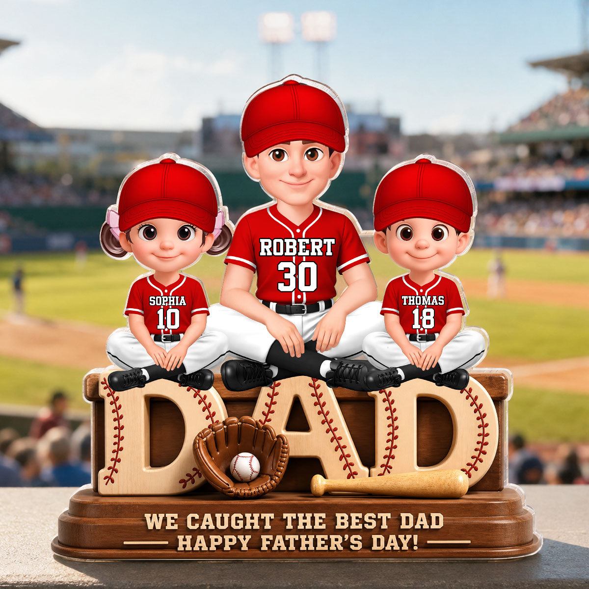 We Caught the Best Baseball Dad - Personalized Acrylic Block Plaque - Father's Day Gift for Dad, Husband
