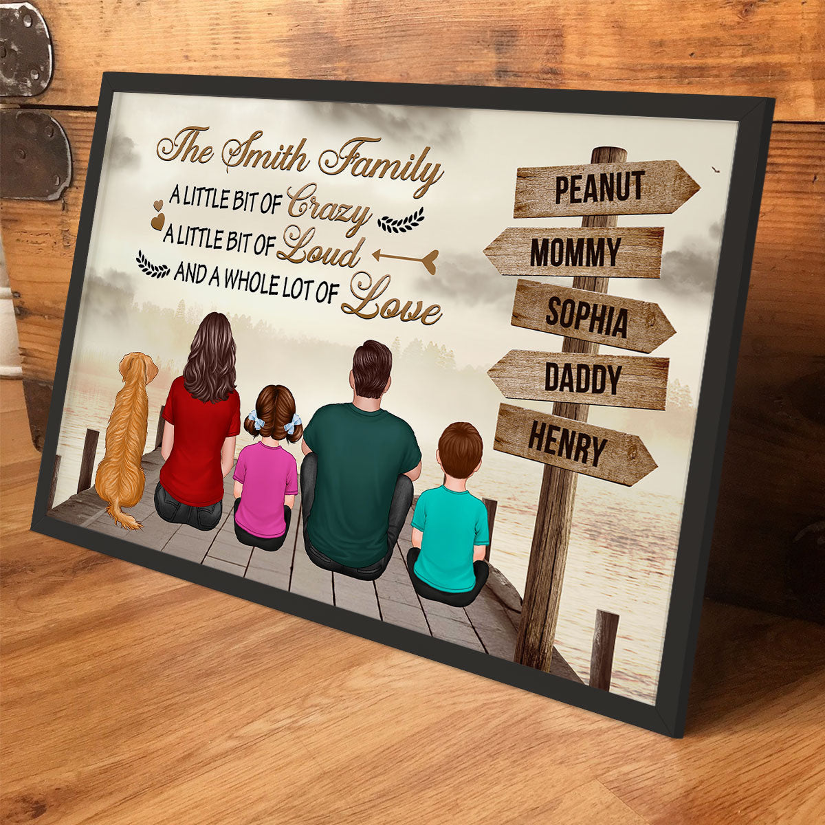 Family A Little Bit Of Street Sign Poster, Personalized Family Poster, Unique Home Decoration, Gift For Family